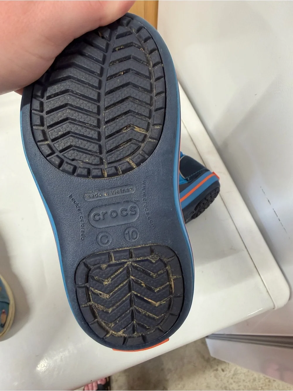 CROCS Kids Blue and Orange Waterproof Snow Boots